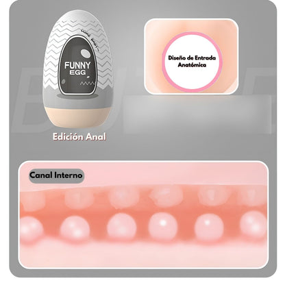 Textured Elastic Masturbator Egg - Black