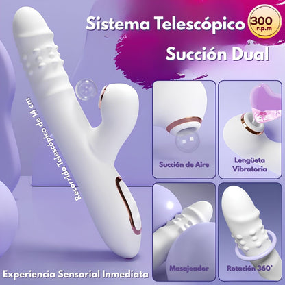 Dildo Telescópico Extensible con Succión